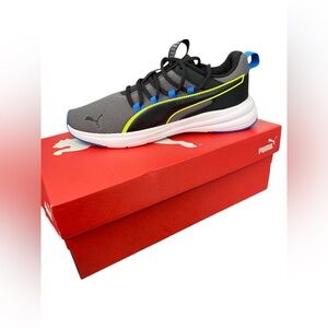 Puma Kids Sneakers in Gray and Black with Blue Accents